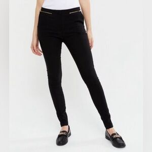 New Look Black Skinny Pants with Gold Zipper Pockets